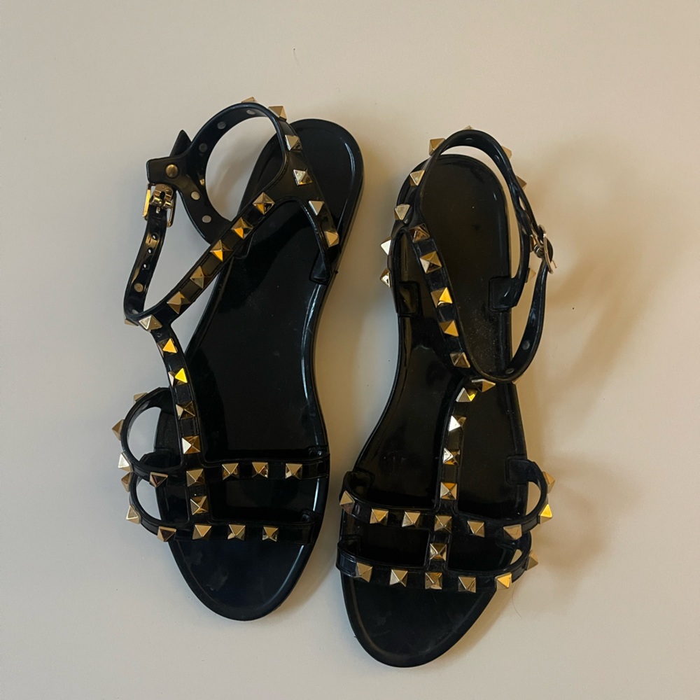 Black Studded Jelly Sandals